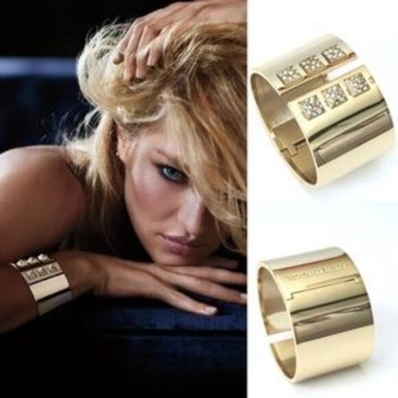NEW Victoria's Secret Cuff Bracelet Scandalous Gold Rhinestone Spiked - Picture 1 of 5